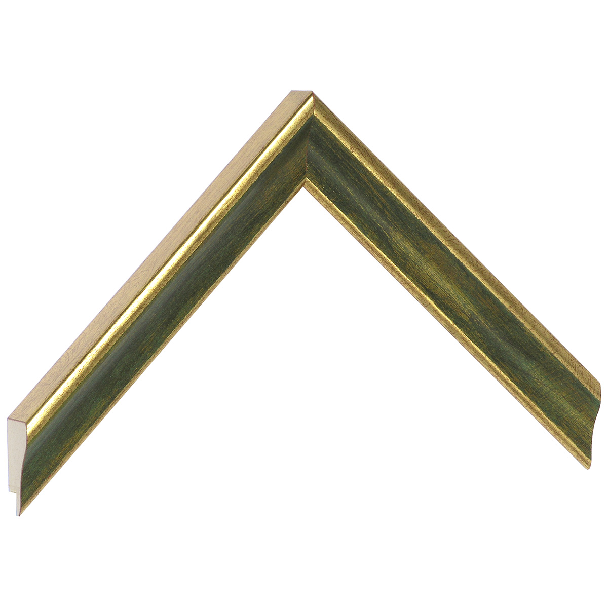 Profil ayous îmbinat Lățime 23 mm Înălțime 22 - auriu, canelură verde - Mostră