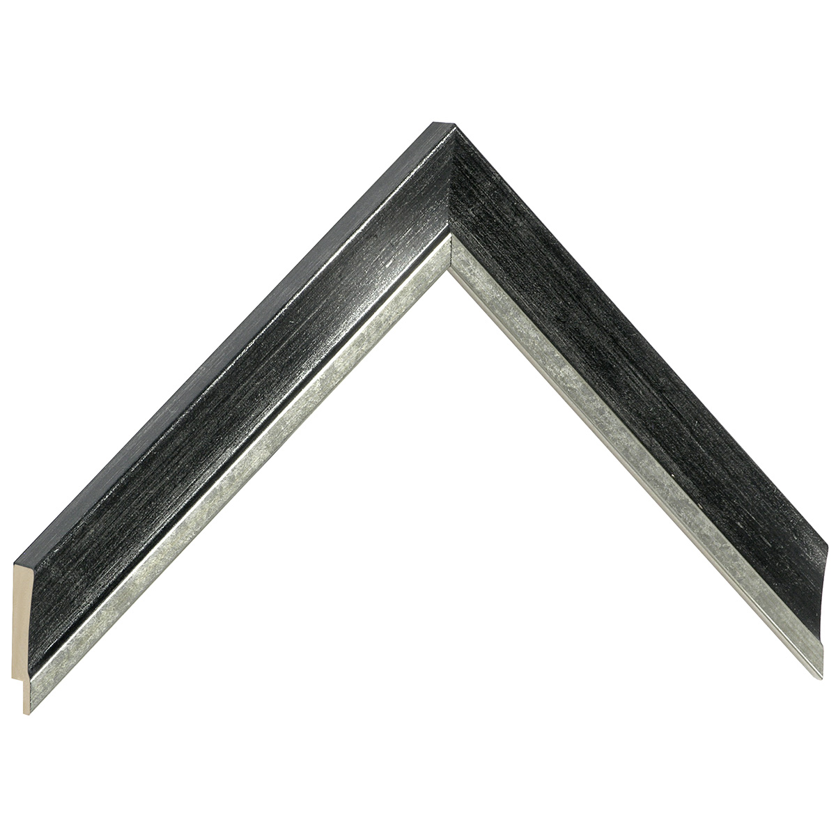Profil pin îmbinat Lățime 25 mm - finisaj negru cu fir argintiu - Mostră