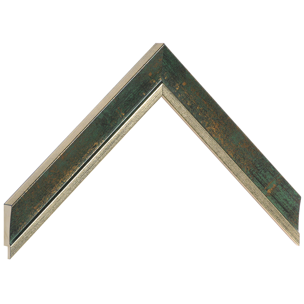 Profil pin îmbinat Lățime 25 mm - finisaj auriu, canelură verde - Mostră
