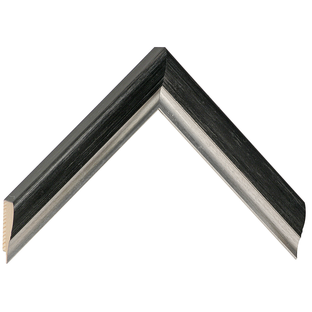 Profil brad îmbinat - Lățime 30mm Înălțime 27 - Gri, bandă argintie - Mostră