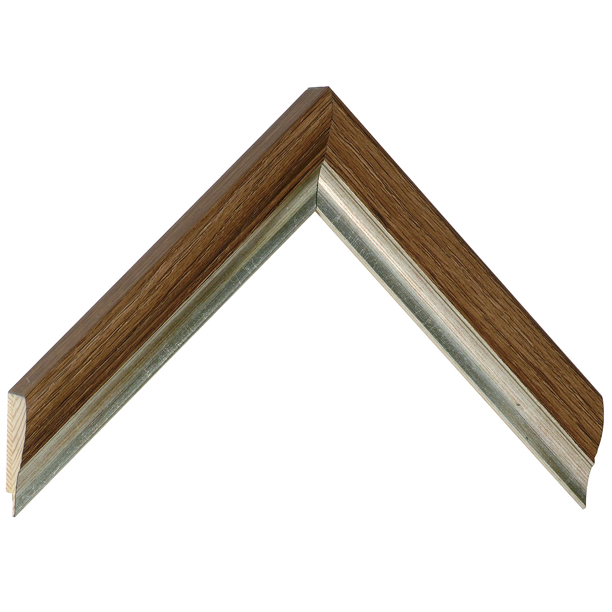 Profil brad îmbinat - Lățime 30mm Înălțime 27 - Maro, bandă argintie - Mostră