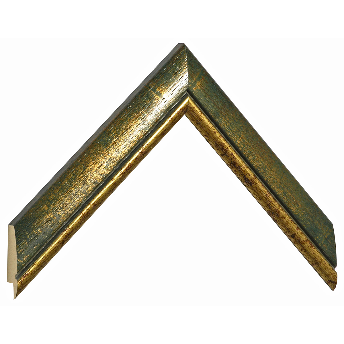 Profil pin îmbinat Lățime 30 mm - finisaj verde cu fir auriu - Mostră