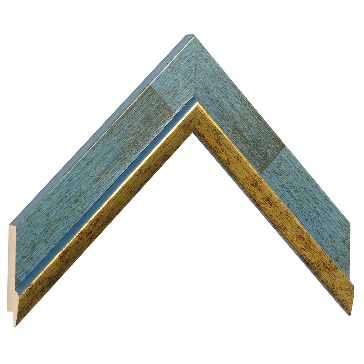 Profil pin îmbinat Lăț.39 mm - finisaj de culoare indigo și fir auriu - Mostră