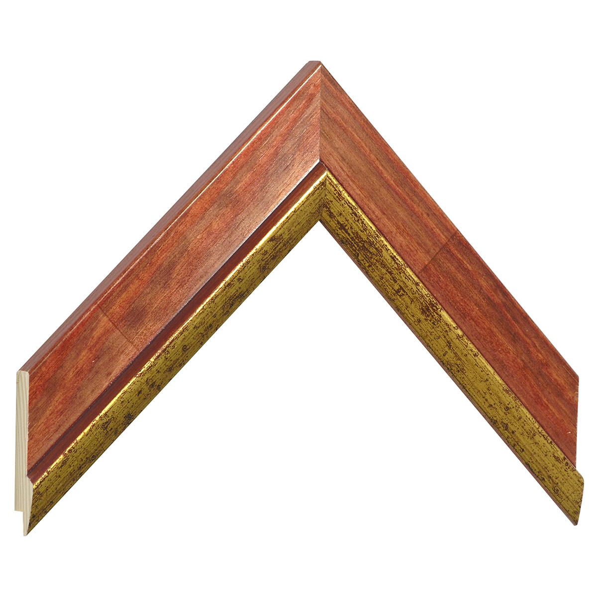 Profil pin îmbinat Lăț.39 mm - finisaj de culoare mahon și fir auriu - Mostră