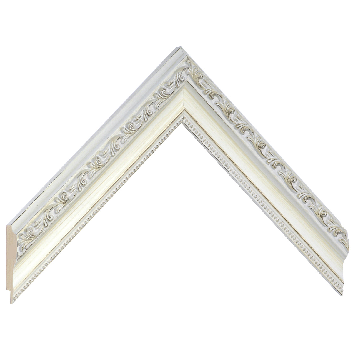 Profil pin îmbinat Lăț.32 mm Înălț.22 - alb cu decorațiuni în relief - Mostră