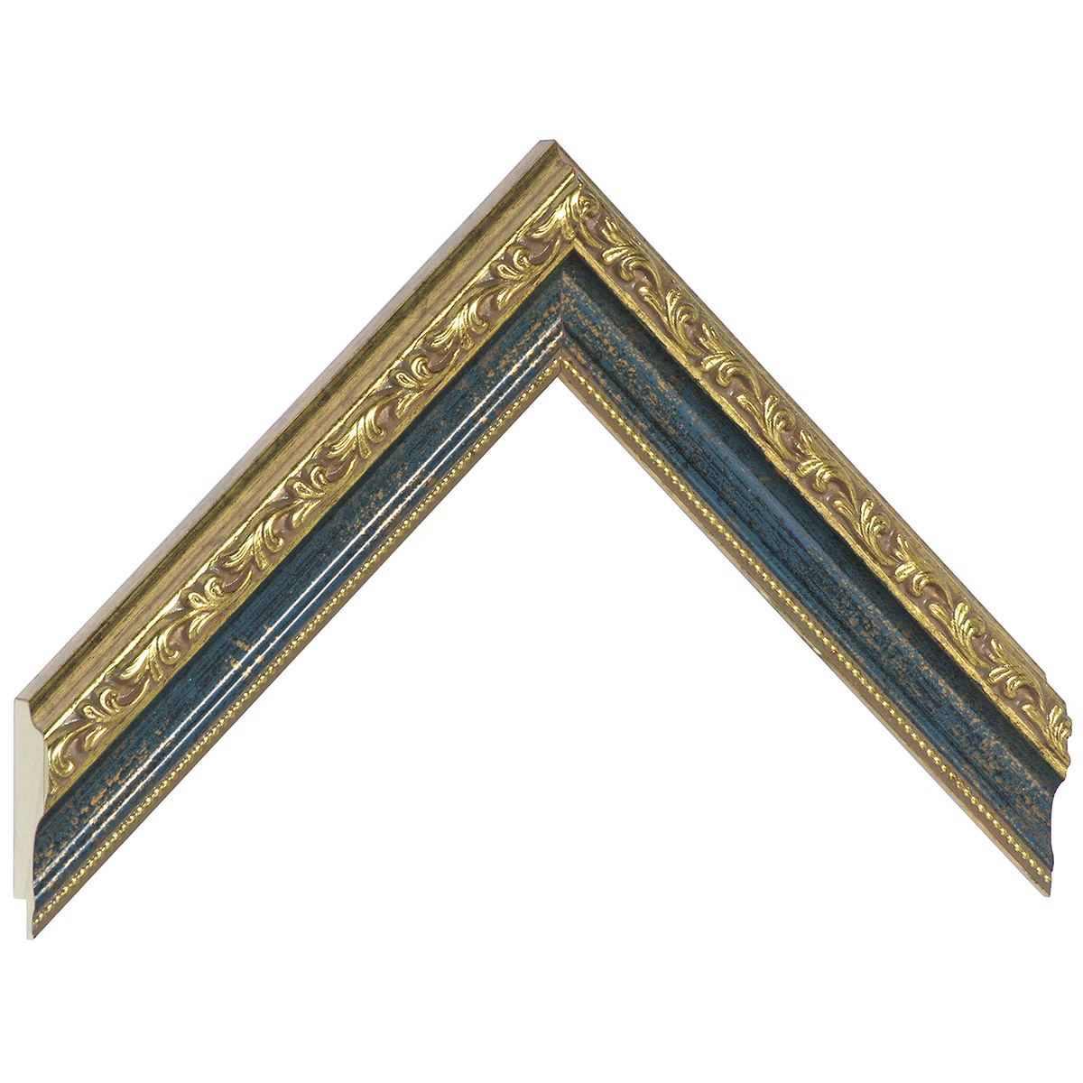 Profil pin îmbinat Lăț.32 mm Înălț.22 - albastru cu decorațiuni aurii - Mostră