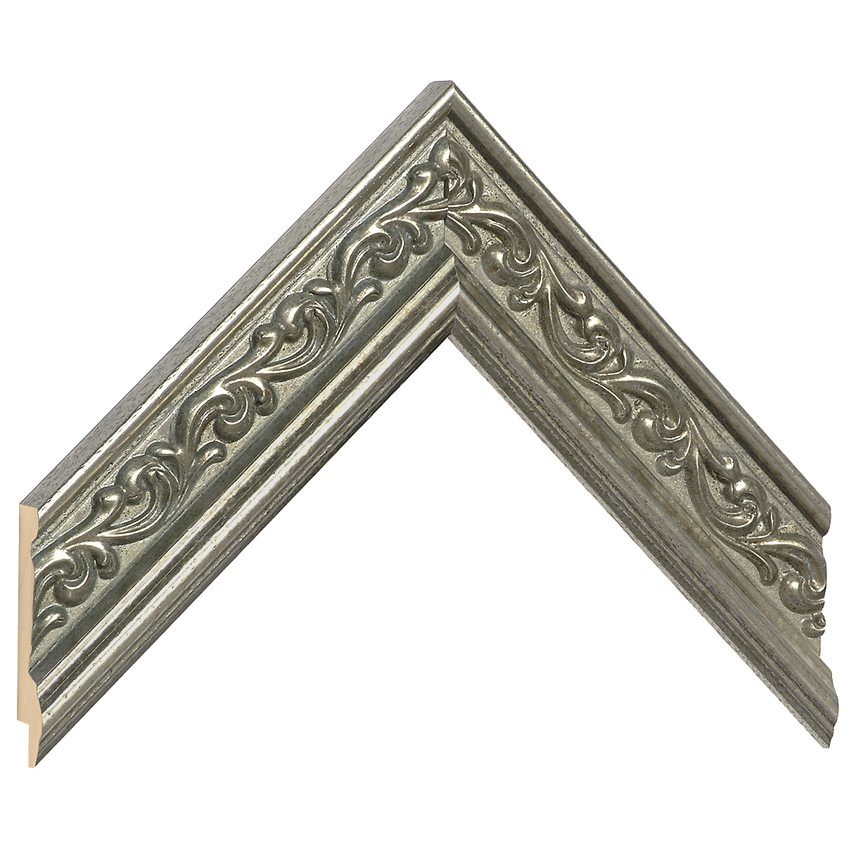 Profil ayous Lăț.44 mm Înălț.22 - argintiu cu decorațiuni în relief - Mostră