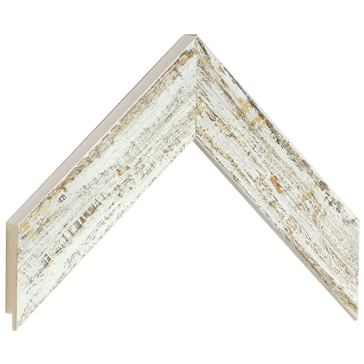 Profil de pin Lăț.42 mm Înălț.19 - Finisaj rustic culoare alb antic - Mostră