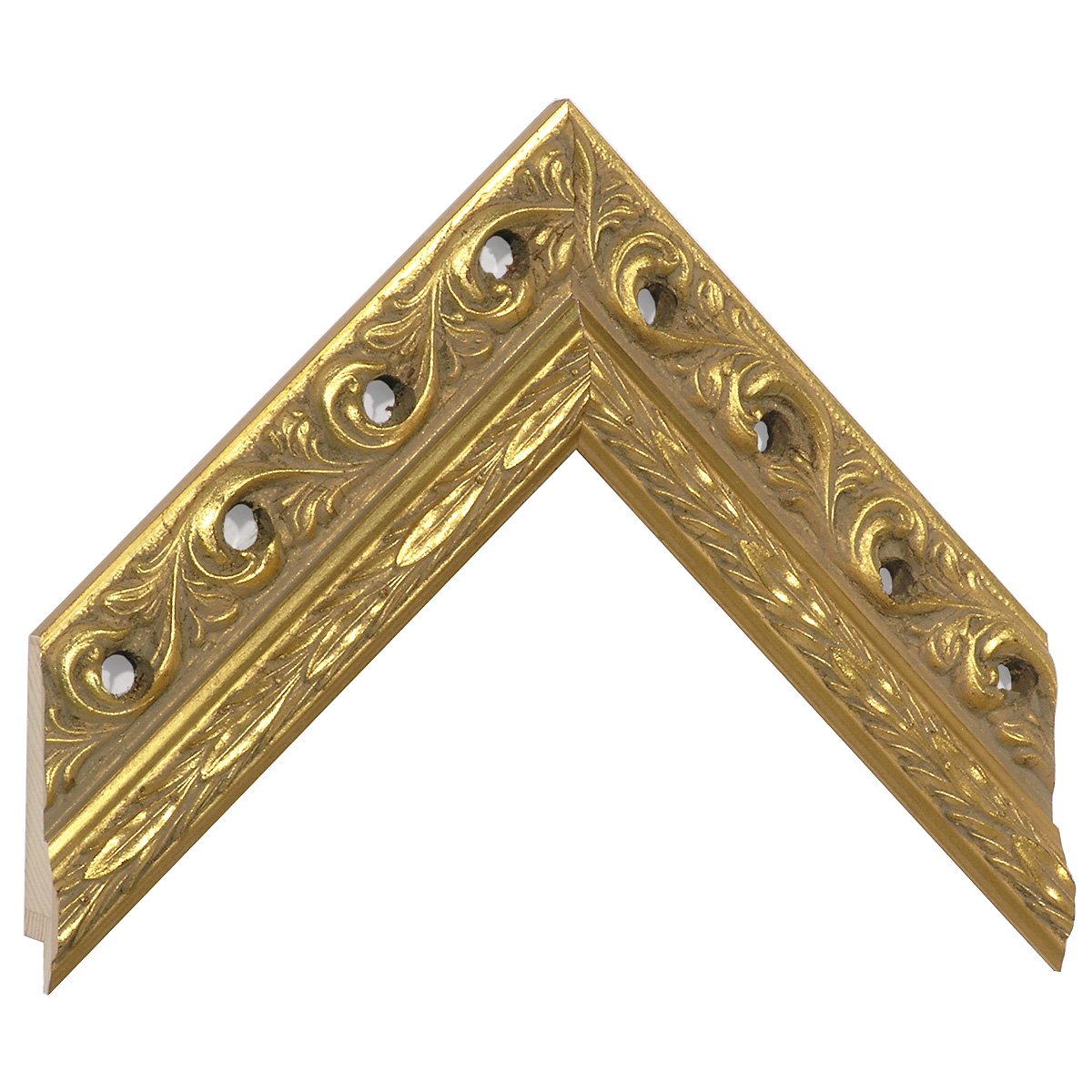 Profil pin îmbinat Lățime 48 mm - finisaj auriu decorat - cu găuri - Mostră