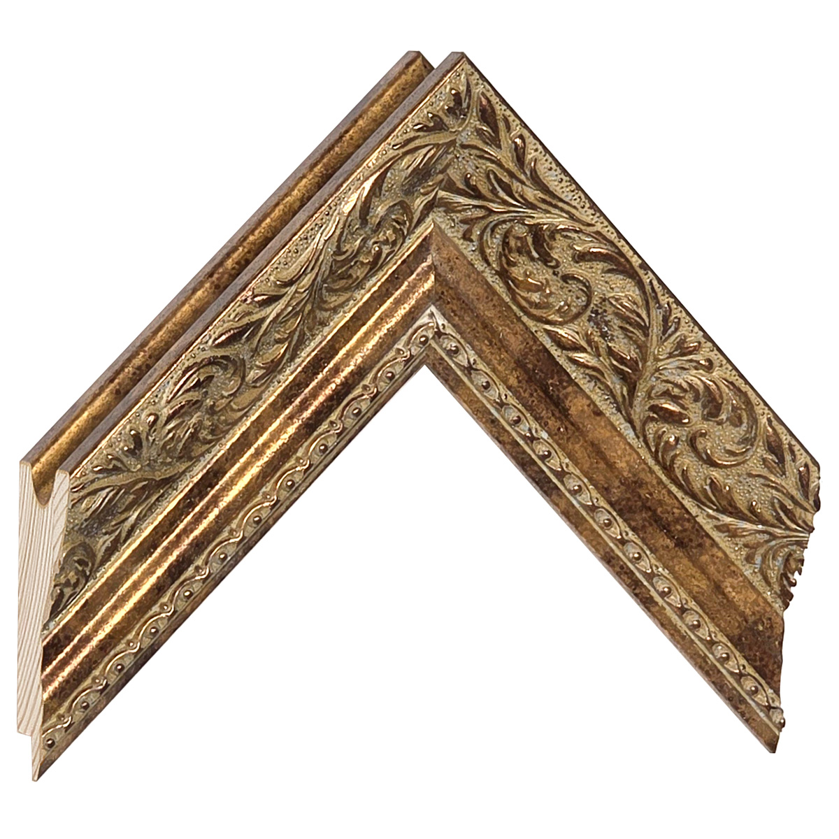 Profil pin îmbinat - Lățime 57mm Înălțime 38 - Aur antic cu decorațiuni - Mostră