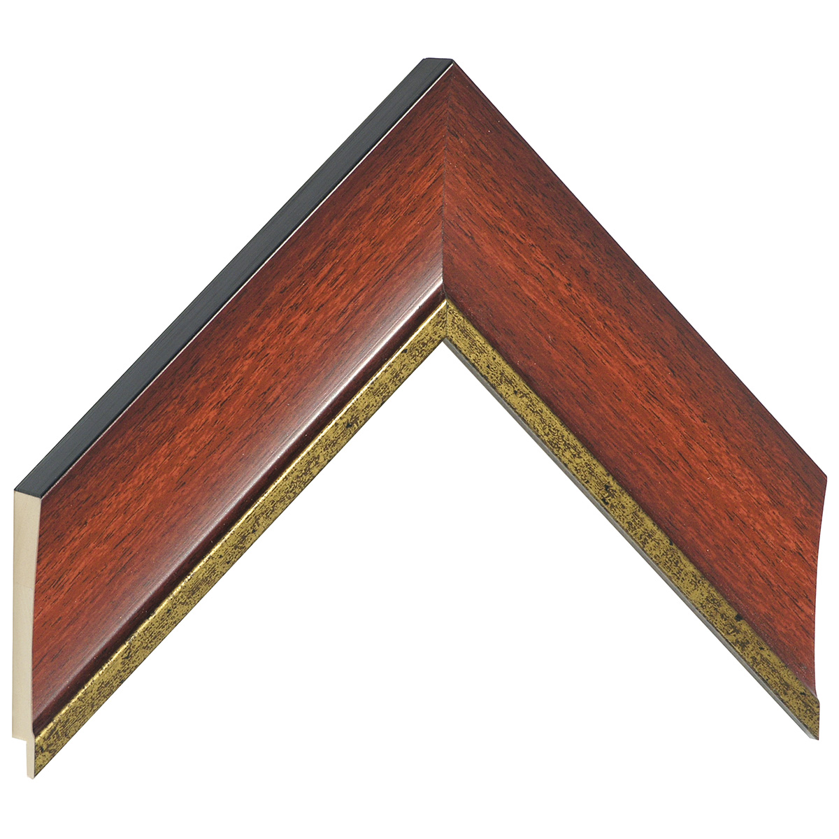 Profil pin îmbinat Lățime 50 mm - finisaj mahon cu fir auriu  - Mostră