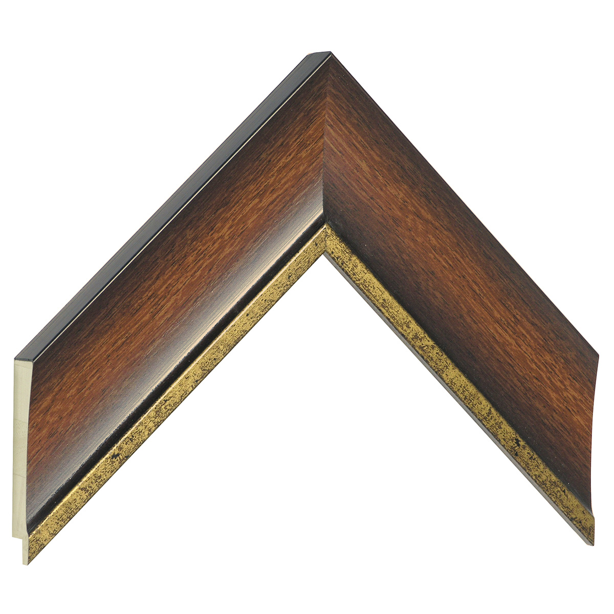 Profil pin îmbinat Lățime 50 mm - finisaj maro nuc cu fir auriu - Mostră