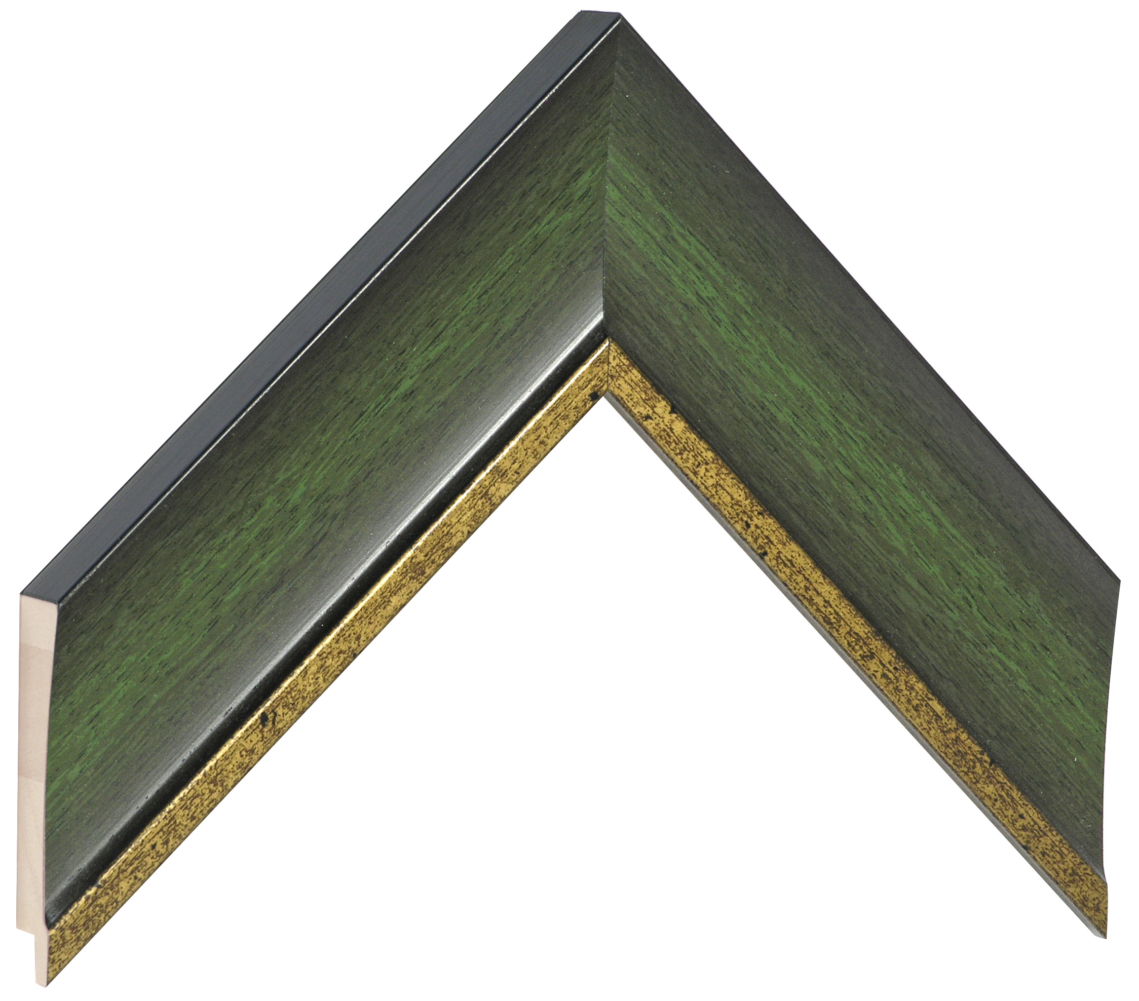 Profil pin îmbinat Lățime 50 mm - finisaj verde cu fir auriu - Mostră