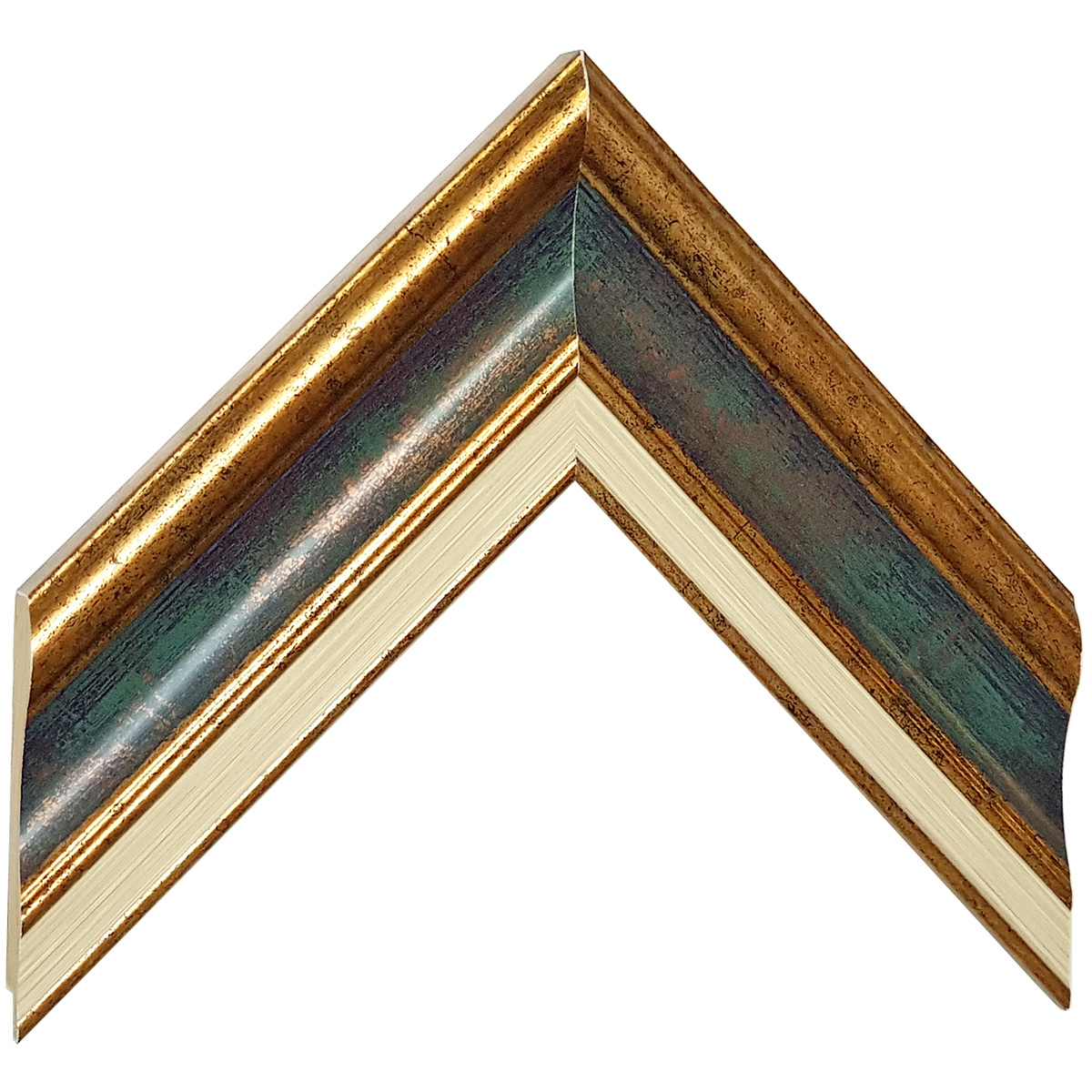 Profil pin îmbinat Lăț.61 mm Înălț.20 - auriu cu canelură albastră - Mostră