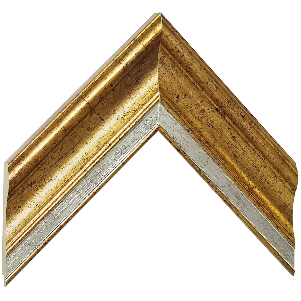 Profil pin îmbinat Lăț.61 mm Înălț.20 - auriu cu canelură argintie - Mostră