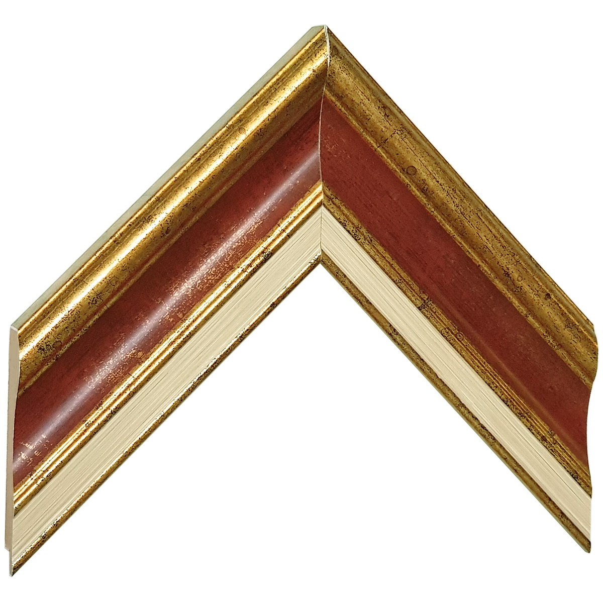 Profil pin îmbinat Lăț.61 mm Înălț.20 - auriu cu canelură roșie - Mostră