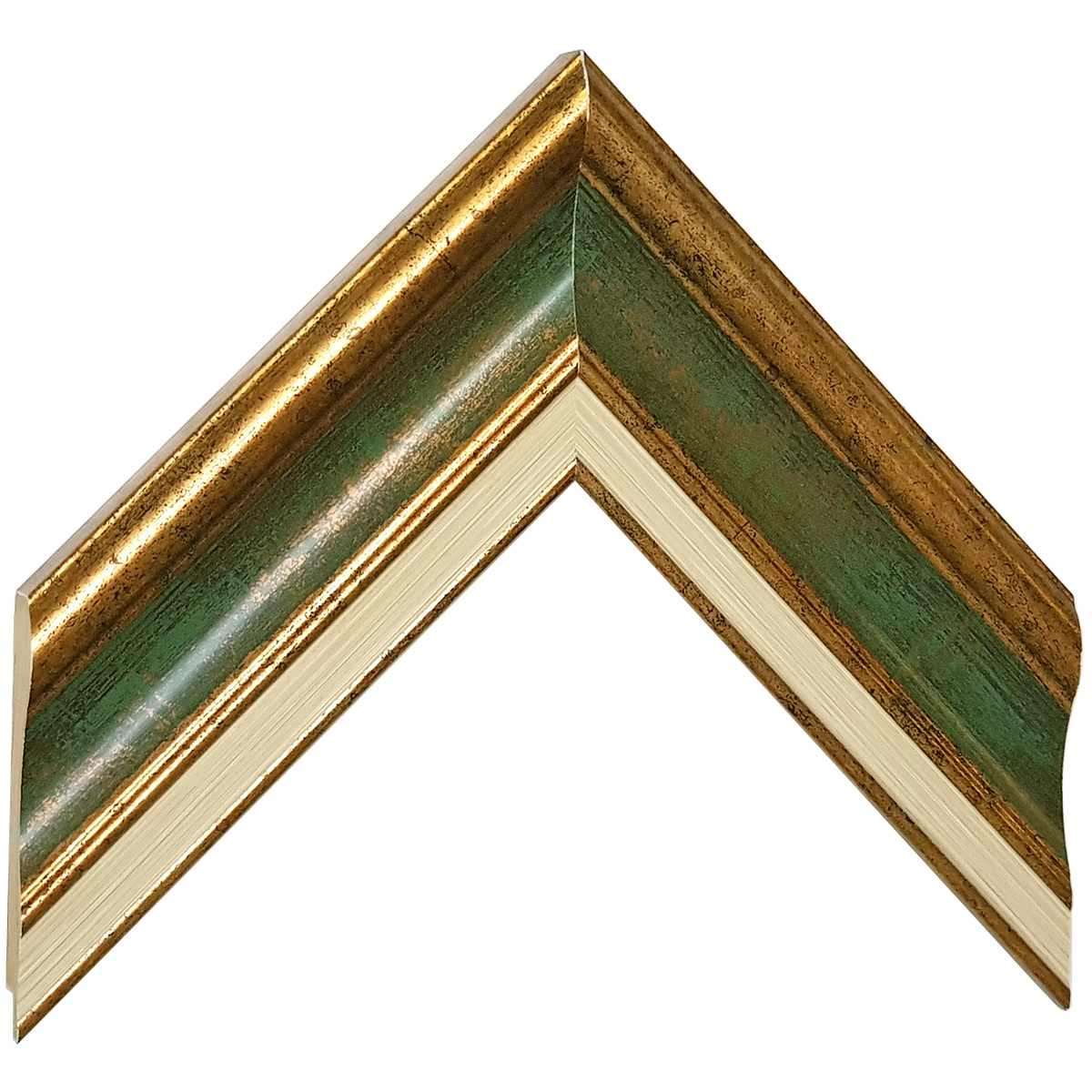 Profil pin îmbinat Lăț.61 mm Înălț.20 - auriu cu canelură verde - Mostră