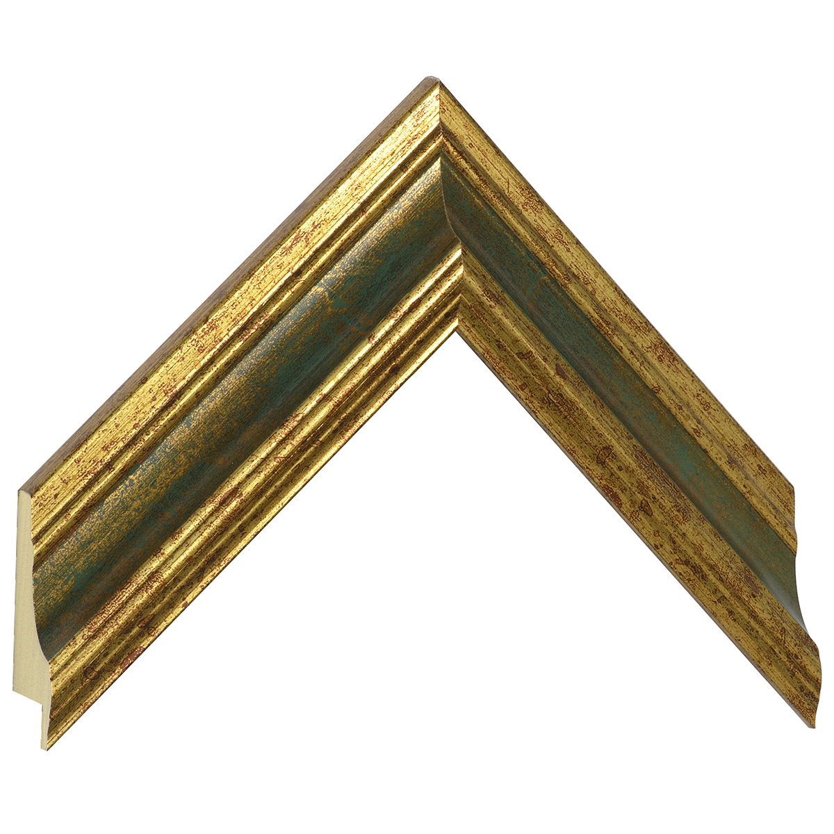 Profil ayous Lăț.44 mm Înălț.32 - finisaj auriu cu bandă verde - Mostră