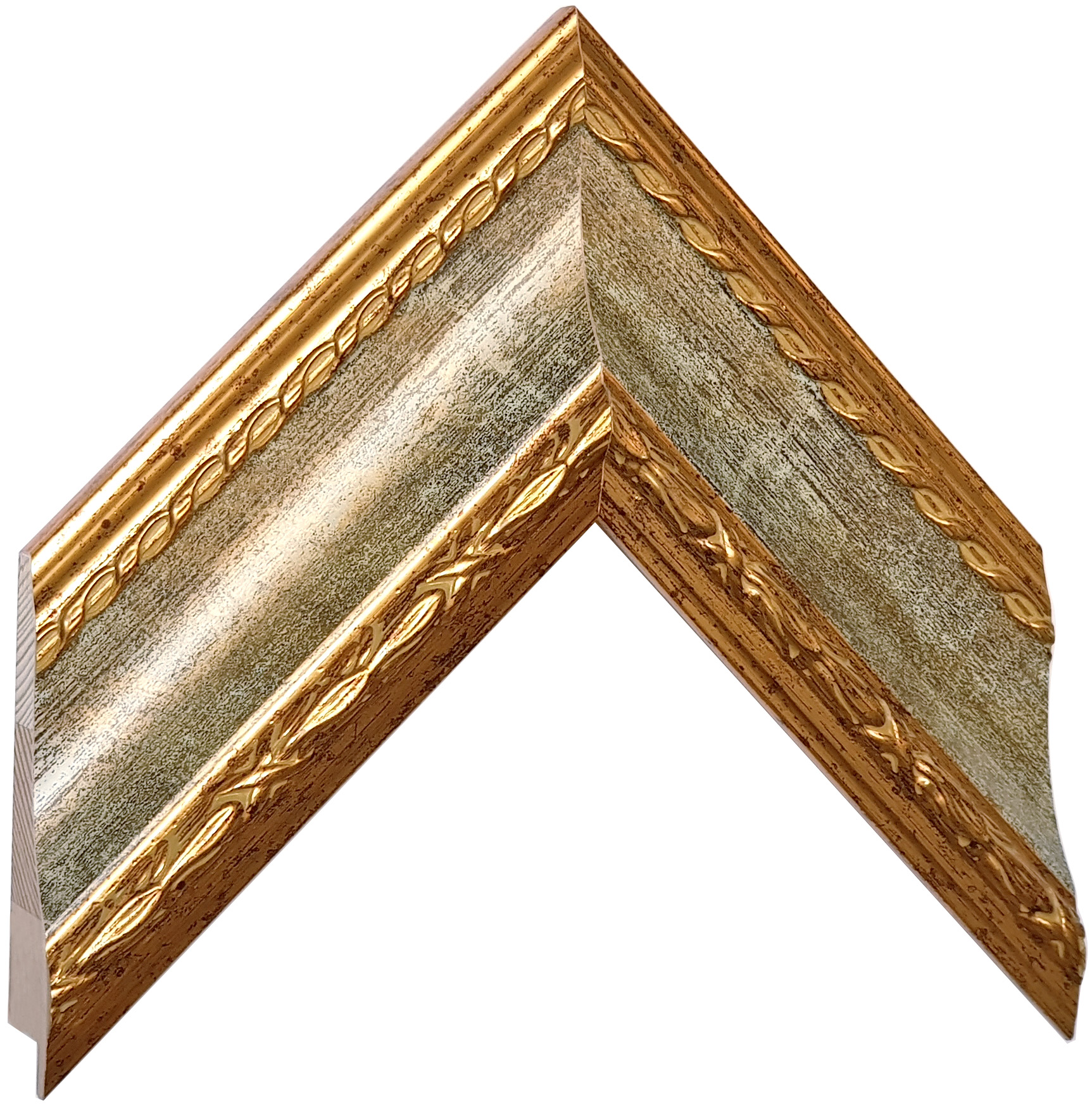 Profil pin lamelar Lăț.70 mm Înălț.35 - auriu cu canel. albă și decor - Mostră