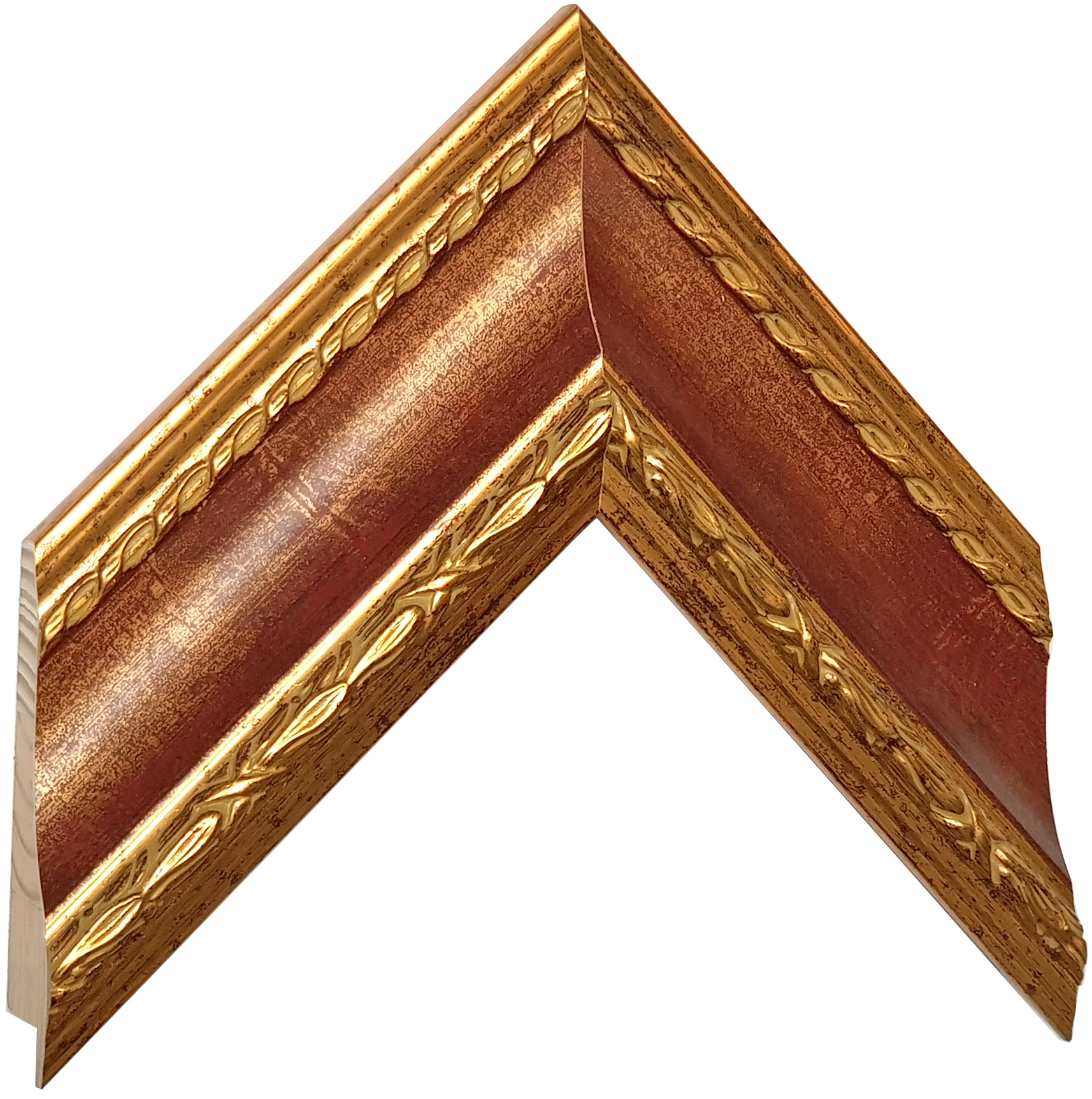 Profil pin lamelar Lăț.70 mm Înălț.35 - auriu cu canel. roșie și decor - Mostră