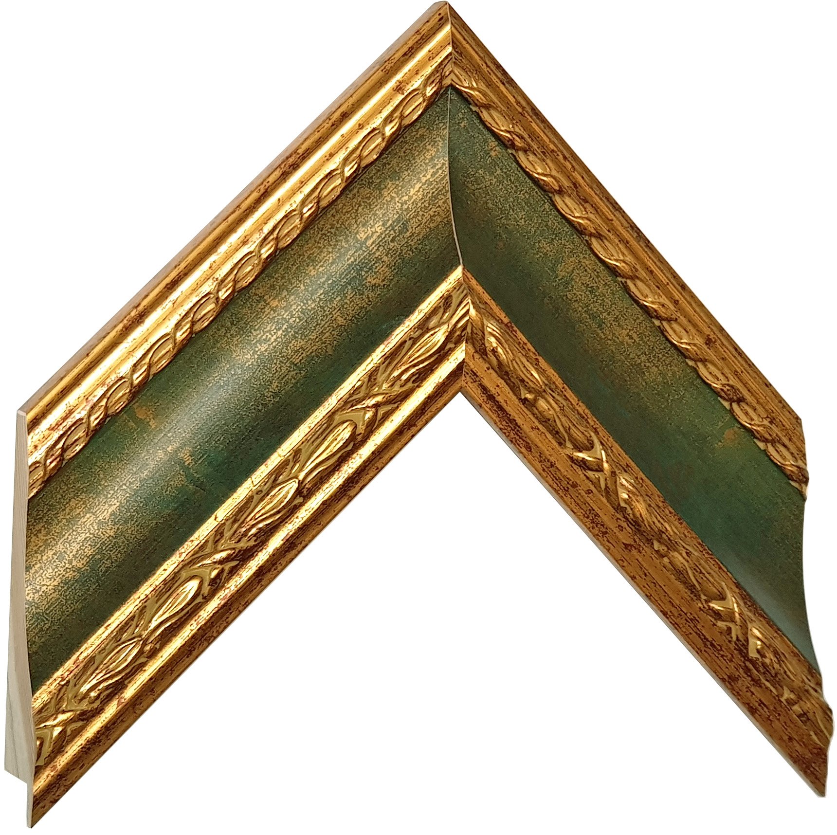 Profil pin lamelar Lăț.70 mm Înălț.35 - auriu cu canel. verde și decor - Mostră