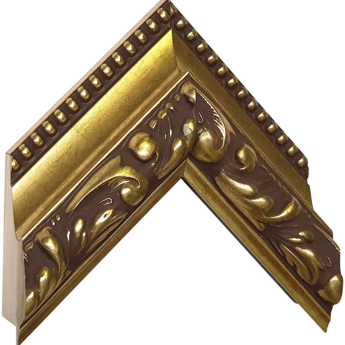 Profil brad îmbinat Lăț.84 mm Înălț.74 - auriu, decorațiuni în relief - Mostră