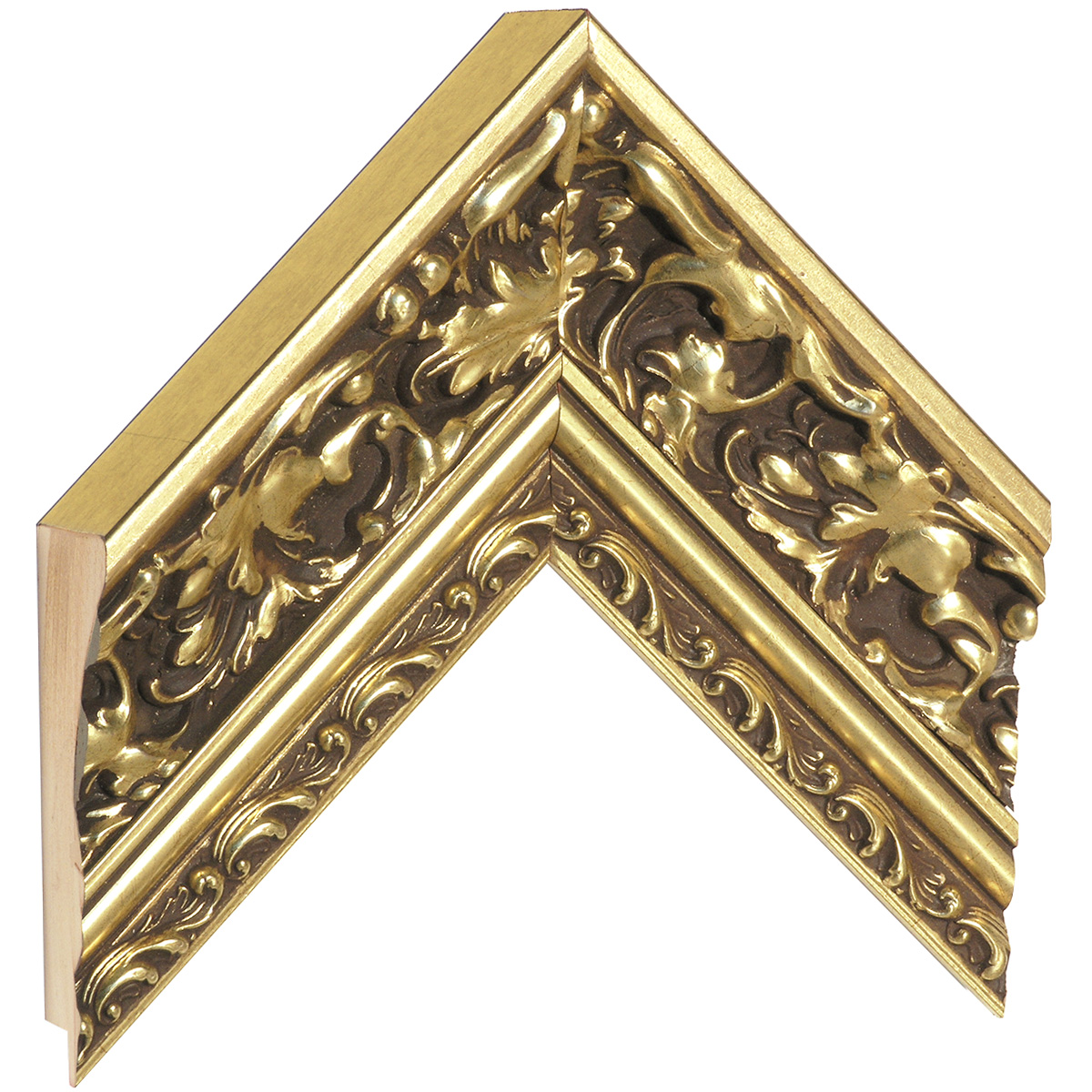Profil brad îmbinat Lăț.82 mm Înălț.49 - auriu, decorațiuni în relief - Mostră