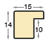 Profil ayous plat Lățime 15 mm Înălțime 14 - Auriu - Secțiune