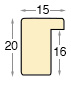 Profil ayous plat Lățime 15 mm Înălțime 20 - Alb mat - Secțiune