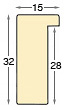 Profil ayous brut - Lățime 15 mm - Înălțime 32 mm - Secțiune