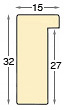 Profil ayous plat Lățime 15 mm Înălțime 32 - alb mat - Secțiune