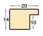 Profil ayous plat  Lățime 20 mm Înălțime 14 - Culoarea cireșului - Secțiune