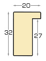 Profil ayous plat Lățime 20 mm Înălțime 32 - alb mat - Secțiune