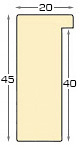 Profil ayous Lățime 20 mm Înălțime 45 - lemn natur - Secțiune