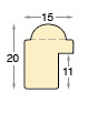 Profil ayous brut cu decorațiuni - Înălț.20 mm Lăț.15 Adânc.11 - Secțiune