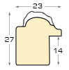 Profil pin îmbinat - Lățime 23mm Înălțime 27 - Auriu cu decorațiuni - Secțiune