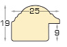 Profil pin îmbinat Lățime 25 mm - rotunjit - mahon cu fir auriu - Secțiune