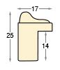 Profil pin îmbinat brut cu decorațiuni - Înălț.25 mm Lăț.17 Adânc.14 - Secțiune