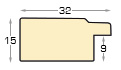 Profil ayous plat Lăț.32 mm Înălț.15 - Cositor cu fir negru - Secțiune