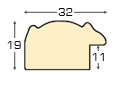 Profil ayous Lățime 32 mm - finisaj maro antic cu fir auriu - Secțiune