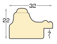 Profil pin îmbinat Lăț.32 mm Înălț.22 - auriu cu decorațiuni în relief - Secțiune