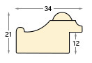 Profil ayous brut cu decorațiuni - Lățime 34mm - Înălțime 21 - Secțiune