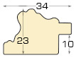 Profile PVC - Lățime 34mm Înălțime 23 mm - Argintiu cu decorațiuni - Secțiune