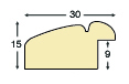 Profil pin îmbinat Lățime 30 mm - finisaj albicios cu fir auriu - Secțiune