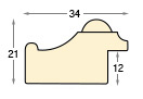 Profil ayous brut cu decorațiuni - Înălț.21 mm Lăț.34 Adânc.12 - Secțiune