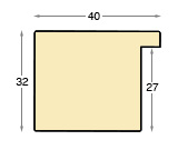 Profil ayous plat Lățime 40 mm Înălțime 32 - lemn natur - Secțiune