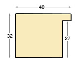 Profil ayous plat Lățime 40 mm Înățime 32 - argintiu lucios - Secțiune