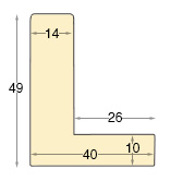 Profil în formă de L - Jelutong Lăț.40 mm Înălț.49 - negru bandă arg. - Secțiune