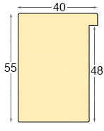 Profil ayous brut - Lățime 40 mm - Înălțime 55 mm - Secțiune