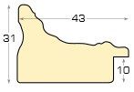 Profil pin îmbinat - Lățime 43mm Înălțime 31 - Crem-roșu - Secțiune